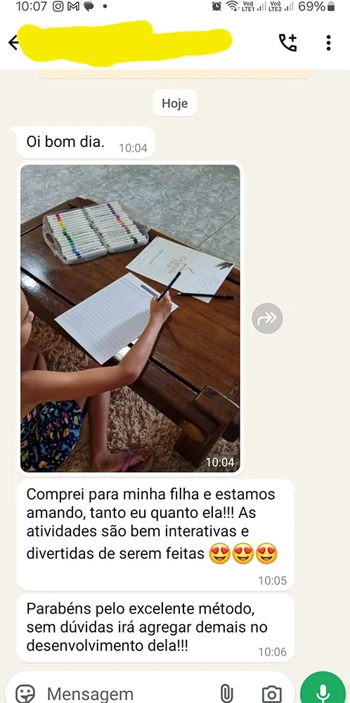 Mensagem de uma mãe a praticar com a filha
